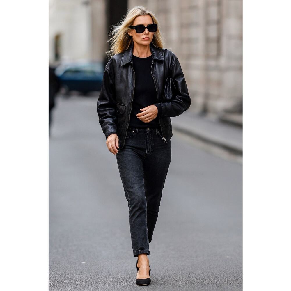 Sandro Paris Black Rigid Denim Slim Straight Jeans – Size 27, Kate Moss Energy